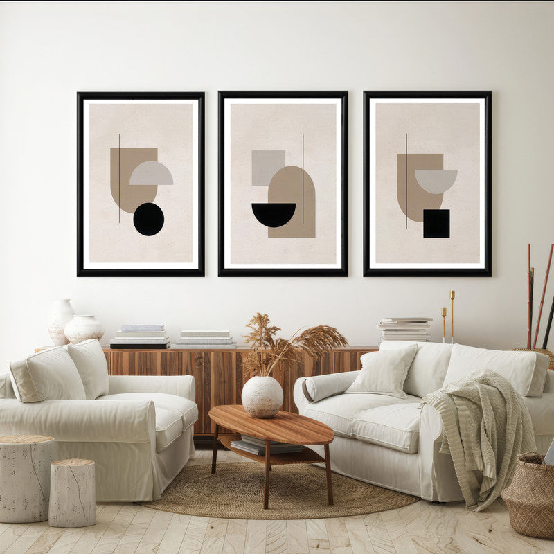 LuxuryStroke's Abstract Boho Art, Boho Art Paintingand Boho Style Painting - Boho Art - Set Of 3 Japandi Paintings - Geometric Art