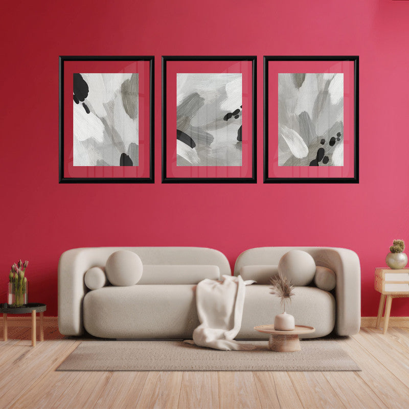 LuxuryStroke's Black White Modern Art, Abstract Acrylic Portraitand Abstract Acrylic - Abstract Art - Set Of 3 Abstract Paintings