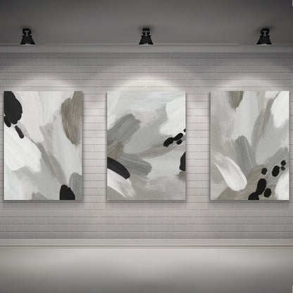 LuxuryStroke's Black White Modern Art, Abstract Acrylic Portraitand Abstract Acrylic - Abstract Art - Set Of 3 Abstract Paintings