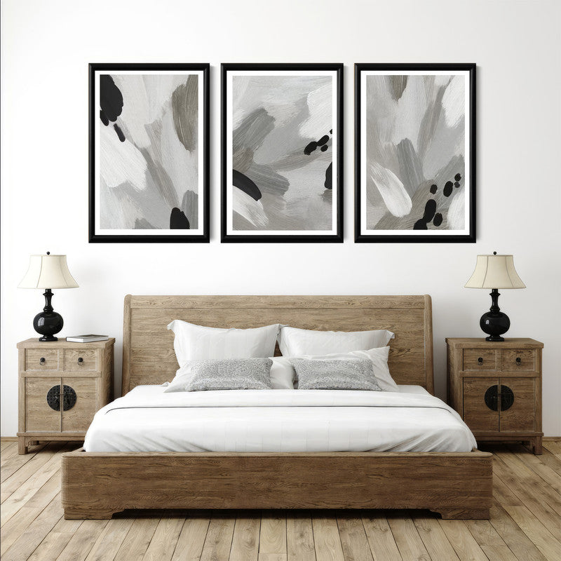 LuxuryStroke's Black White Modern Art, Abstract Acrylic Portraitand Abstract Acrylic - Abstract Art - Set Of 3 Abstract Paintings