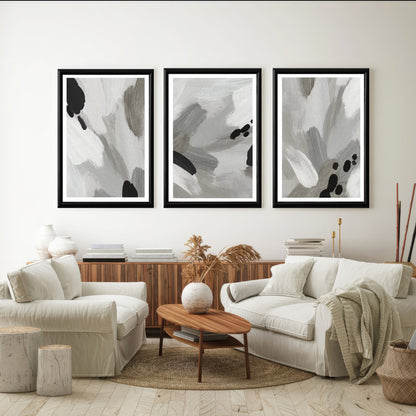 LuxuryStroke's Black White Modern Art, Abstract Acrylic Portraitand Abstract Acrylic - Abstract Art - Set Of 3 Abstract Paintings