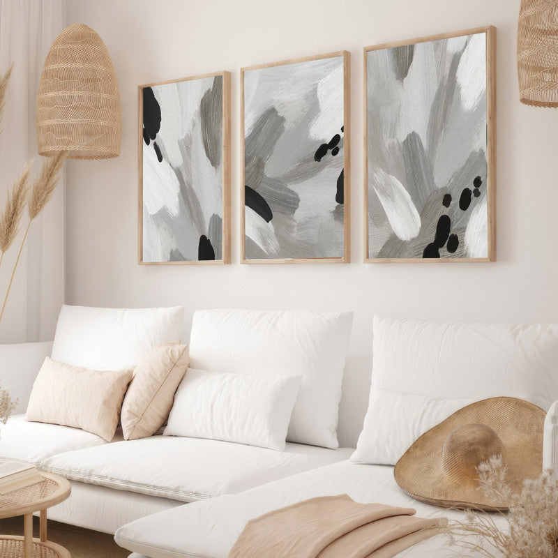 LuxuryStroke's Black White Modern Art, Abstract Acrylic Portraitand Abstract Acrylic - Abstract Art - Set Of 3 Abstract Paintings