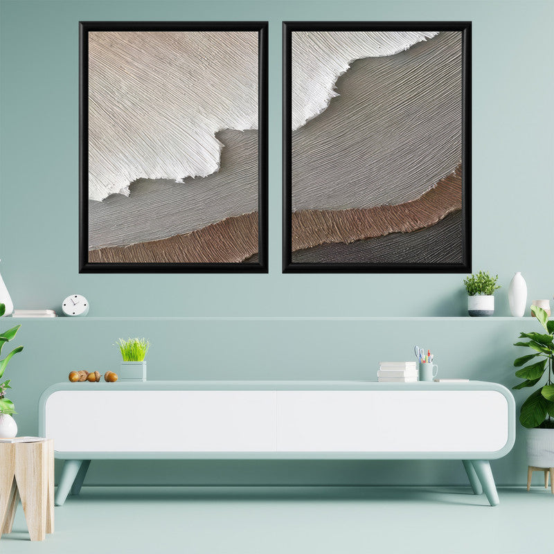 LuxuryStroke's Landscape Art, Beautiful Landscape Artand Scenery Art - Ocean Tranquility:  Set Of 2 Serene Paintings