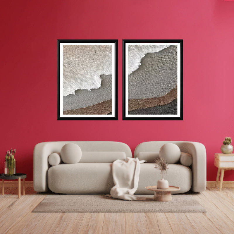 LuxuryStroke's Landscape Art, Beautiful Landscape Artand Scenery Art - Ocean Tranquility:  Set Of 2 Serene Paintings