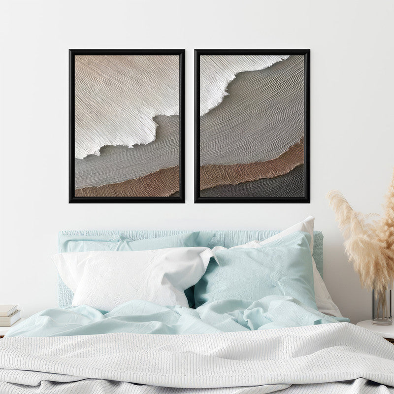 LuxuryStroke's Landscape Art, Beautiful Landscape Artand Scenery Art - Ocean Tranquility:  Set Of 2 Serene Paintings