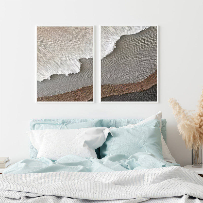 LuxuryStroke's Landscape Art, Beautiful Landscape Artand Scenery Art - Ocean Tranquility:  Set Of 2 Serene Paintings