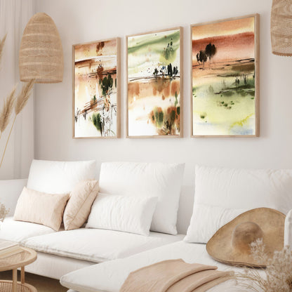LuxuryStroke's Abstract Painting Sunset, Abstract Acrylic Portraitand Abstract Acrylic Art - Abstract Art - Set Of 3 Abstract Paintings