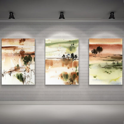 LuxuryStroke's Abstract Painting Sunset, Abstract Acrylic Portraitand Abstract Acrylic Art - Abstract Art - Set Of 3 Abstract Paintings