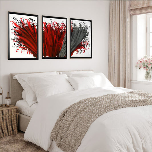 LuxuryStroke's Abstract Acrylic Flower Painting, Abstract Floral Acrylic Paintingand Acrylic Abstract Flower Painting - Abstract Art - Set Of 3 Abstract Paintings