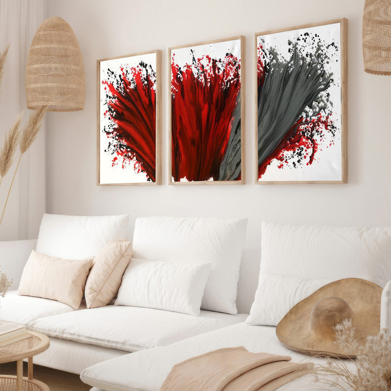 LuxuryStroke's Abstract Acrylic Flower Painting, Abstract Floral Acrylic Paintingand Acrylic Abstract Flower Painting - Abstract Art - Set Of 3 Abstract Paintings