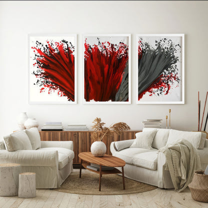 LuxuryStroke's Abstract Acrylic Flower Painting, Abstract Floral Acrylic Paintingand Acrylic Abstract Flower Painting - Abstract Art - Set Of 3 Abstract Paintings