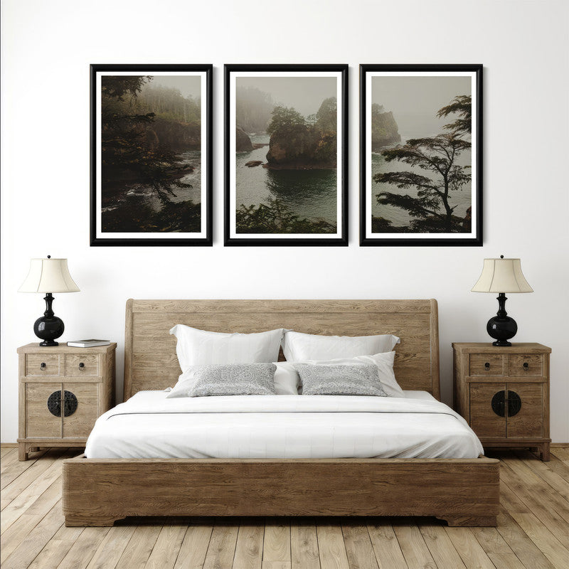 LuxuryStroke's Nature Painting Landscape, Beautiful Landscape Artand Landscape Painting Artwork - Riverside Tranquility Trio: Serene Landscape Paintings Of Flowing Waters And Verdant Trees
