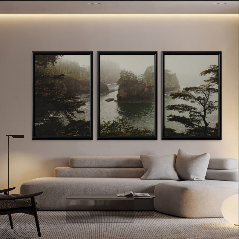 LuxuryStroke's Nature Painting Landscape, Beautiful Landscape Artand Landscape Painting Artwork - Riverside Tranquility Trio: Serene Landscape Paintings Of Flowing Waters And Verdant Trees