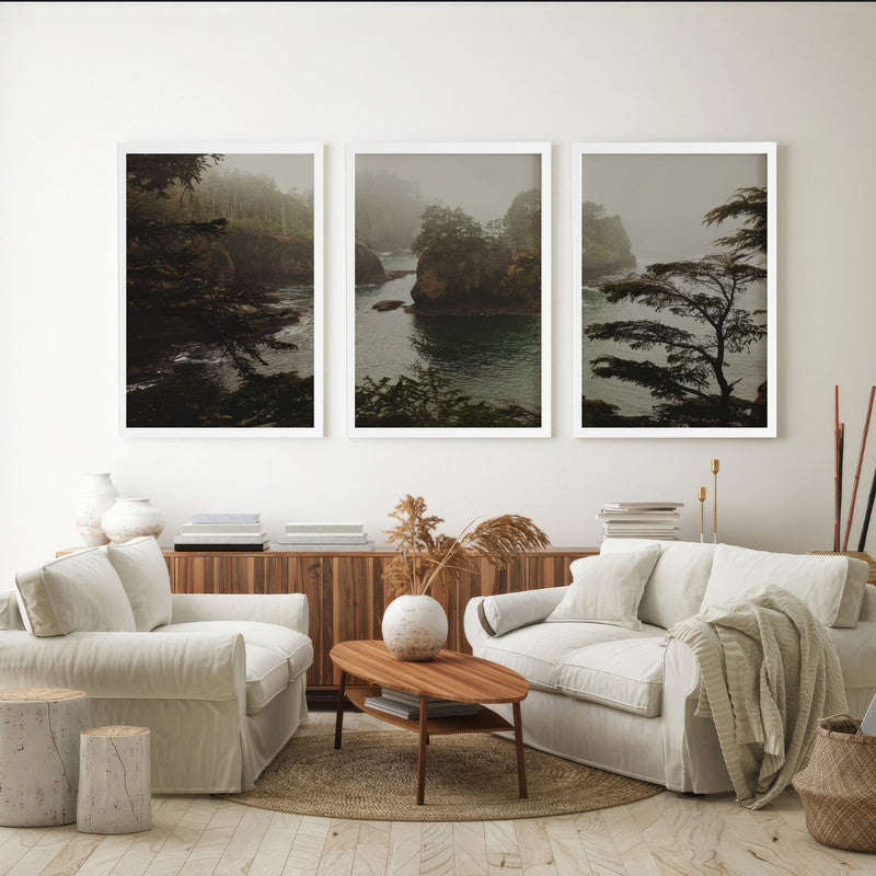 LuxuryStroke's Nature Painting Landscape, Beautiful Landscape Artand Landscape Painting Artwork - Riverside Tranquility Trio: Serene Landscape Paintings Of Flowing Waters And Verdant Trees