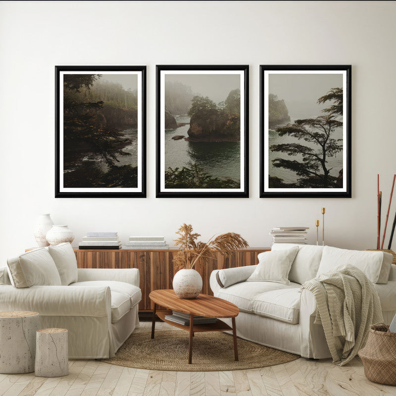 LuxuryStroke's Nature Painting Landscape, Beautiful Landscape Artand Landscape Painting Artwork - Riverside Tranquility Trio: Serene Landscape Paintings Of Flowing Waters And Verdant Trees
